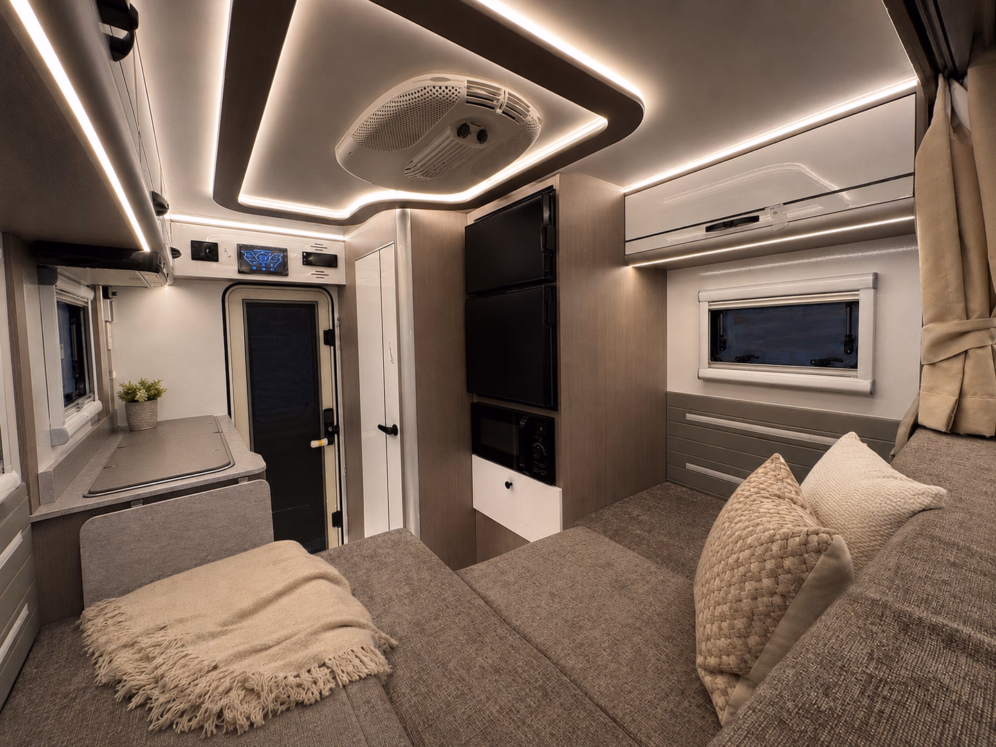 Kalowen 250 dinette converted into a sleeping area.
